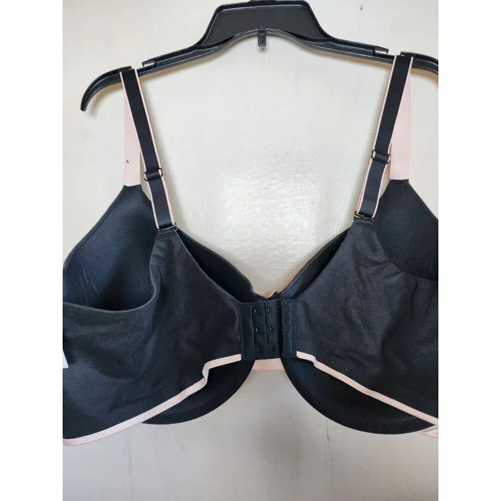 New Auden Women's Black Underwire Lightly Line Bra Adjustable Straps 44DDD